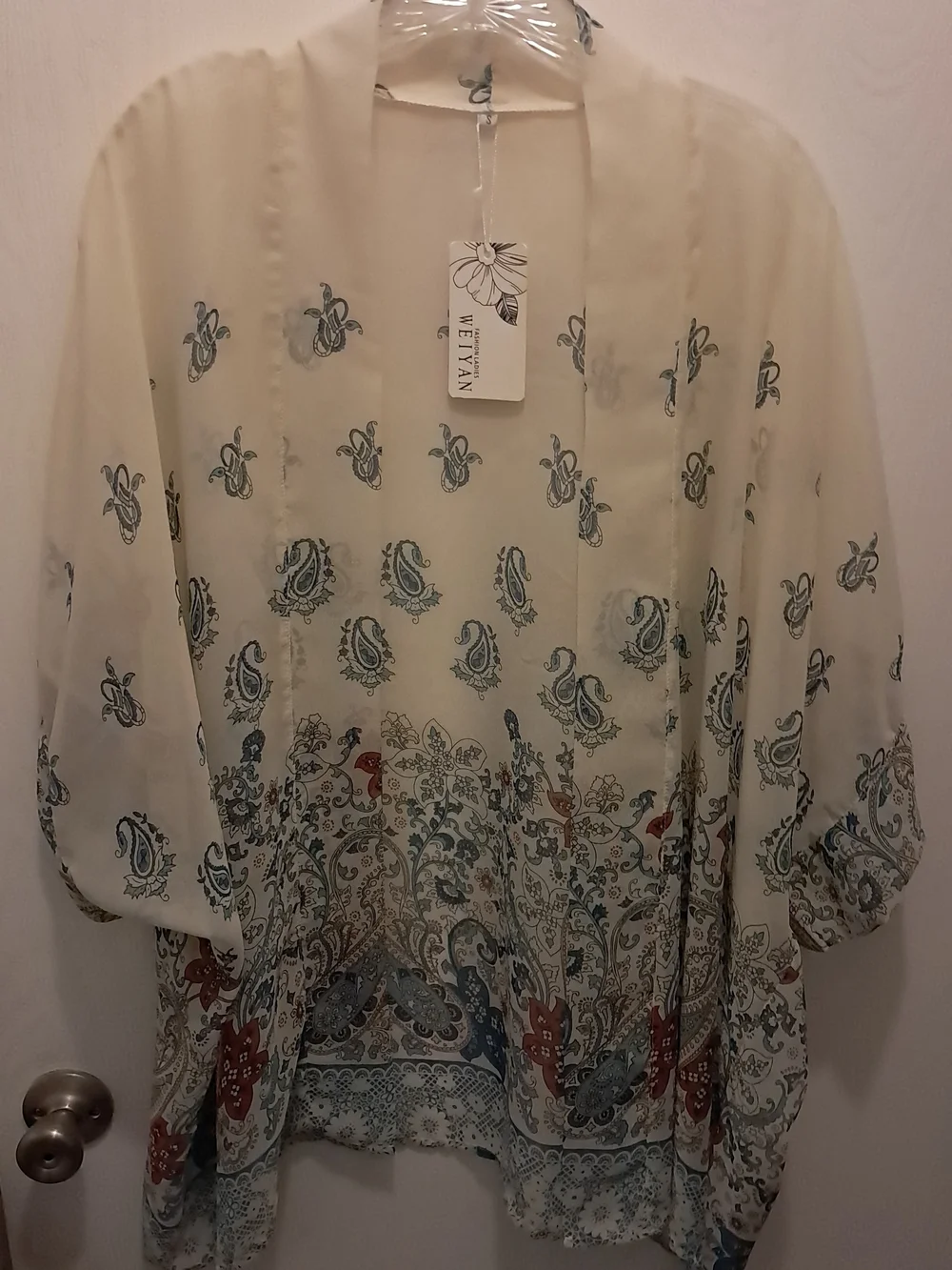 Cream Paisley & Floral Sheer Wrap